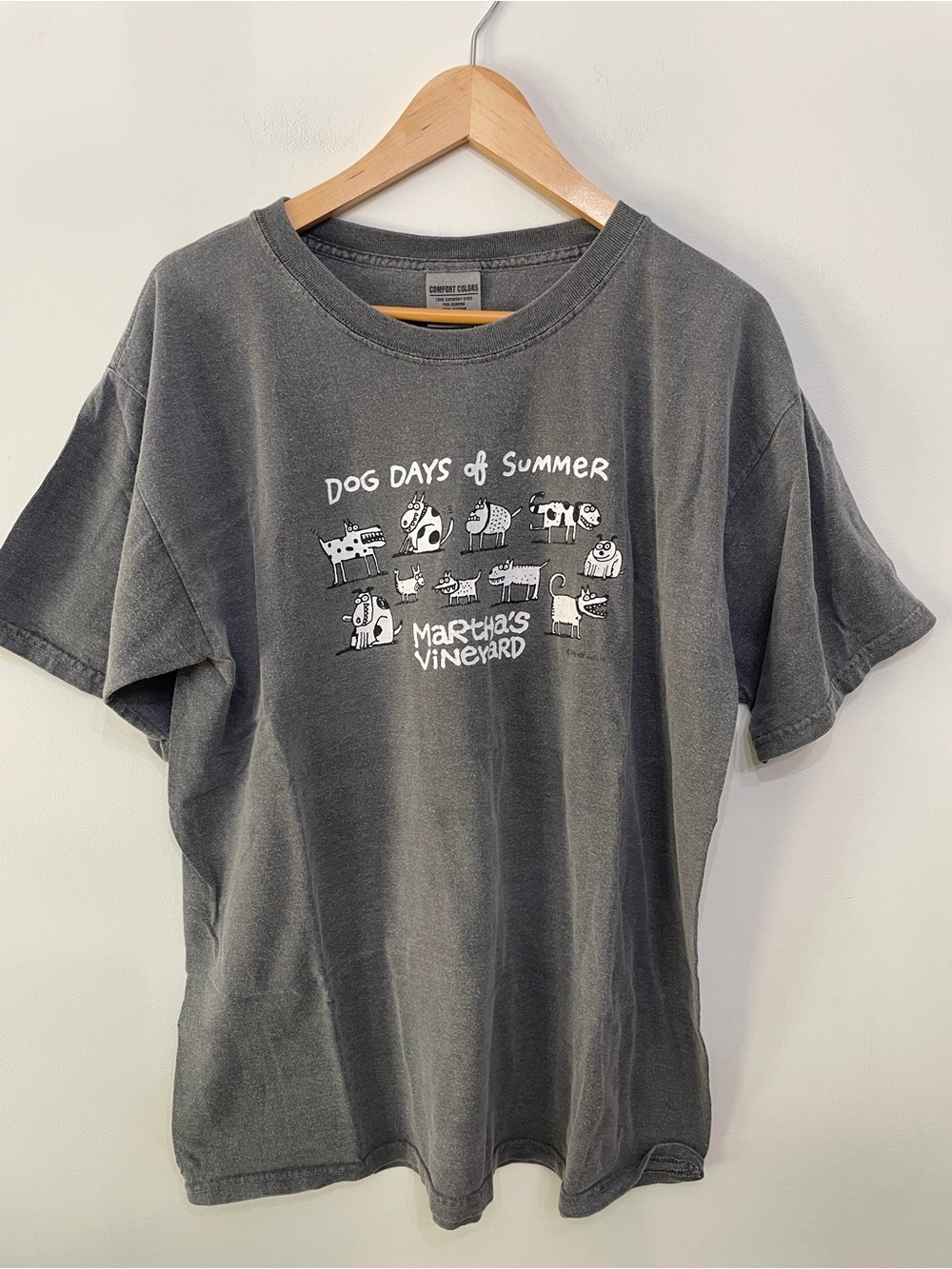 Comfort Colors Martha’s Vineyard MA Dog Days Crew Neck T-shirt Tee Gray Unisex L
